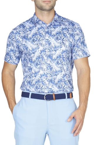 Cobalt Blue Leaves Performance Polo (Available in Extended Size 2X-4X)