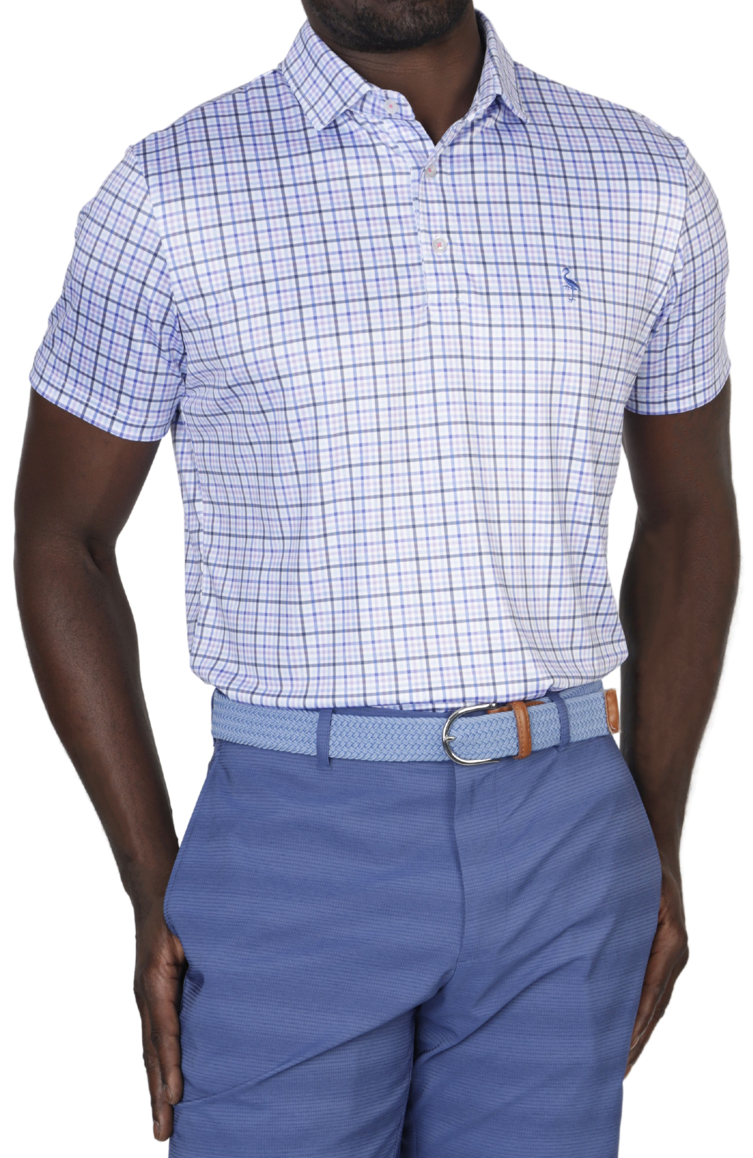 Ink Blue Mini Gingham Performance Polo – TailorByrd