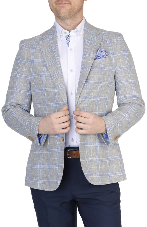 Regent Grey Windowpane Textured Sport Coat
