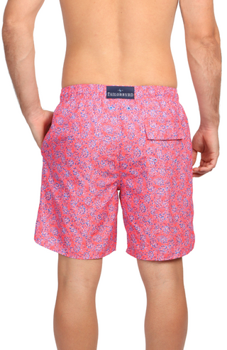 Pink Abstract Print Swim Shorts