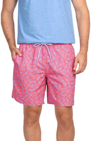 Pink Abstract Print Swim Shorts