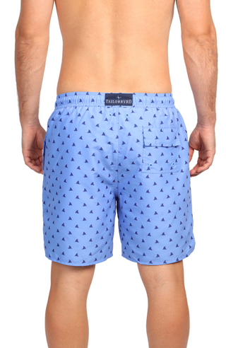 Blue Shark Fin Print Swim Shorts