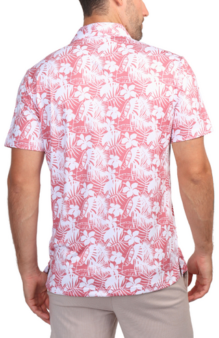 Red Tropical Print Performance Polo