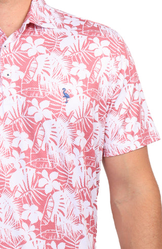 Red Tropical Print Performance Polo