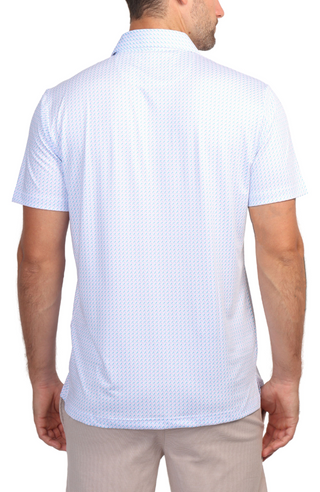 White Golf Tee Print Performance Polo