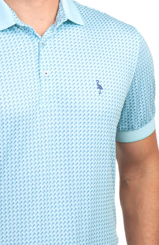 Seafoam Golf Tee Ribbed Collar Performance Polo