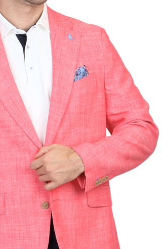 Red Textured Linen Sport Coat