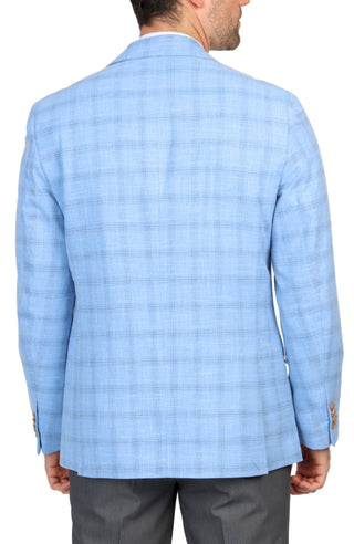 Blue Textured Shadow Plaid Sport Coat