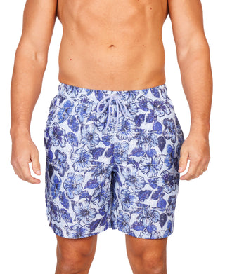 Distressed Hibiscus Swim Shorts