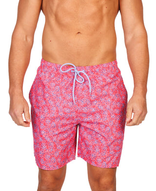 Abstract Fuchsia Swim Shorts