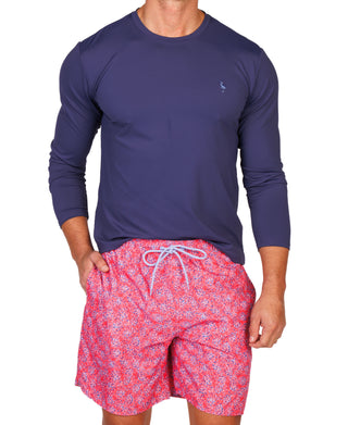 Abstract Fuchsia Swim Shorts
