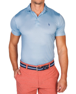 Aqua Mini Dots Performance Polo