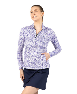 Womens Ditzy Floral Printed Quarter Zip