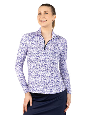 Womens Ditzy Floral Printed Quarter Zip