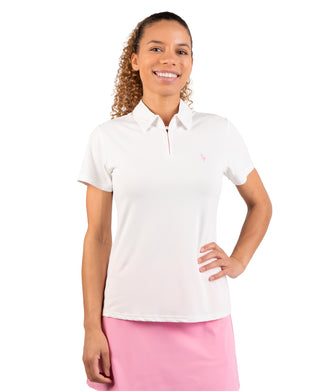 Womens Solid Quarter Zip Polo
