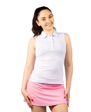 Womens Honeycomb Printed Sleeveless Polo