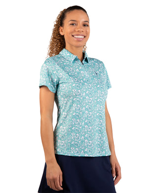Womens Floral Quarter Zip Polo