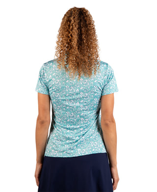 Womens Floral Quarter Zip Polo