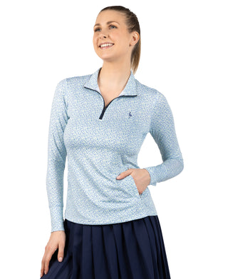 Womens Ditsy Floral Printed Quarter Zip