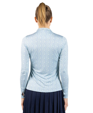 Womens Ditsy Floral Printed Quarter Zip