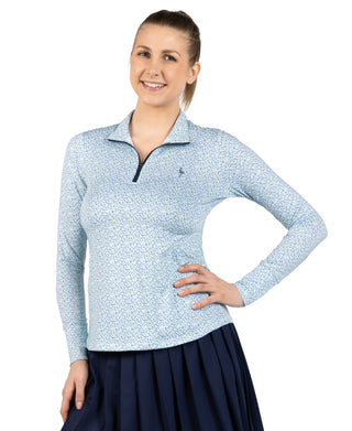 Womens Ditsy Floral Printed Quarter Zip