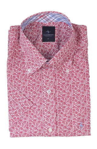Tall Sizes: Red Floral Short Sleeve Shirt