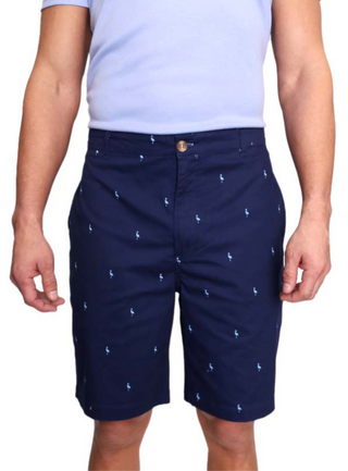 Classic Allover "Byrd" Printed Cotton Stretch Twill Shorts