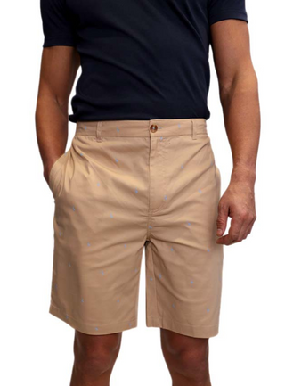 Classic Allover "Byrd" Printed Cotton Stretch Twill Shorts