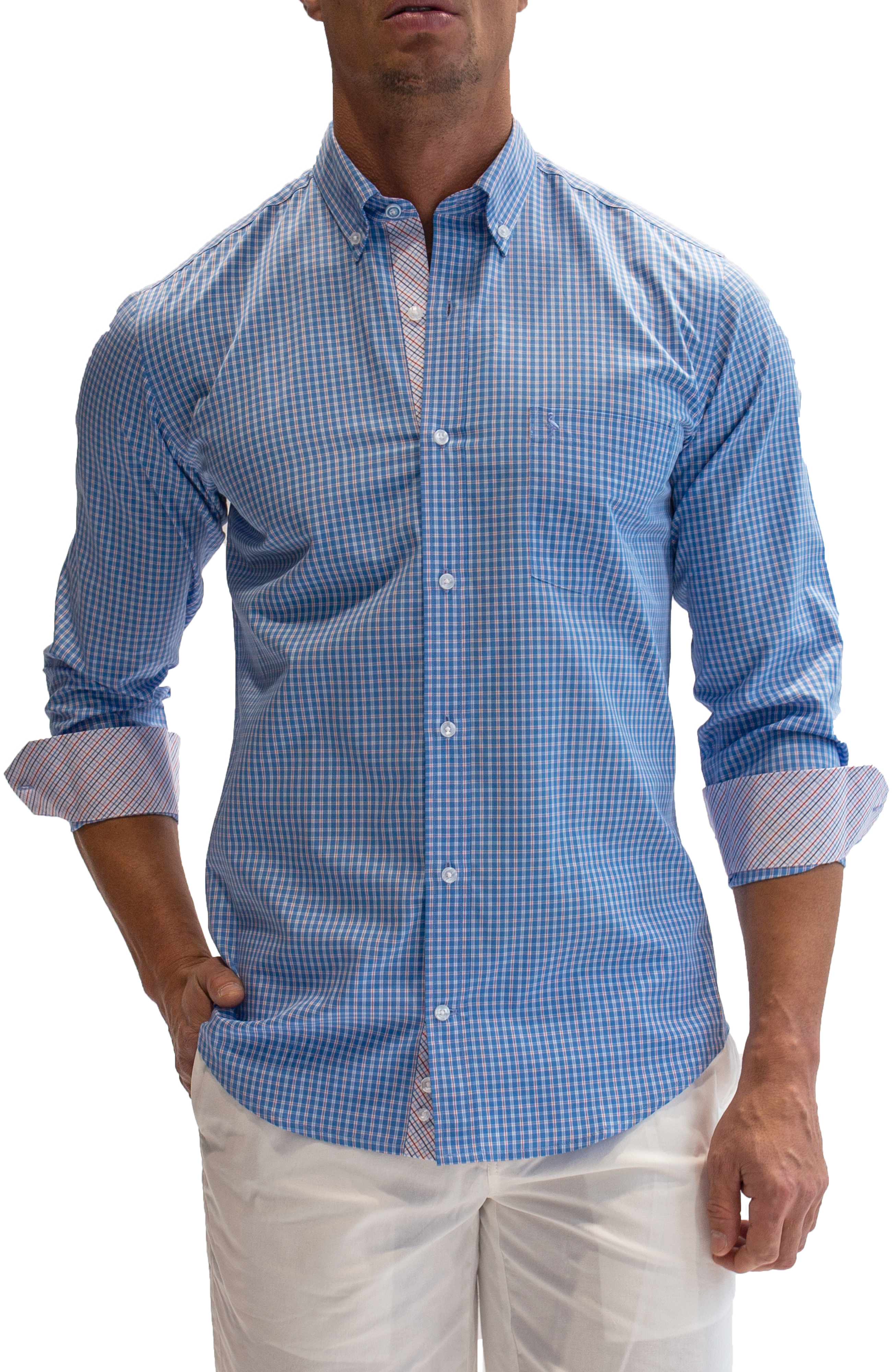 Blue Check Cotton Heritage Long Sleeve Shirt