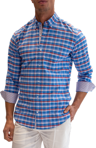 Blue Plaid Cotton Heritage Long Sleeve Shirt