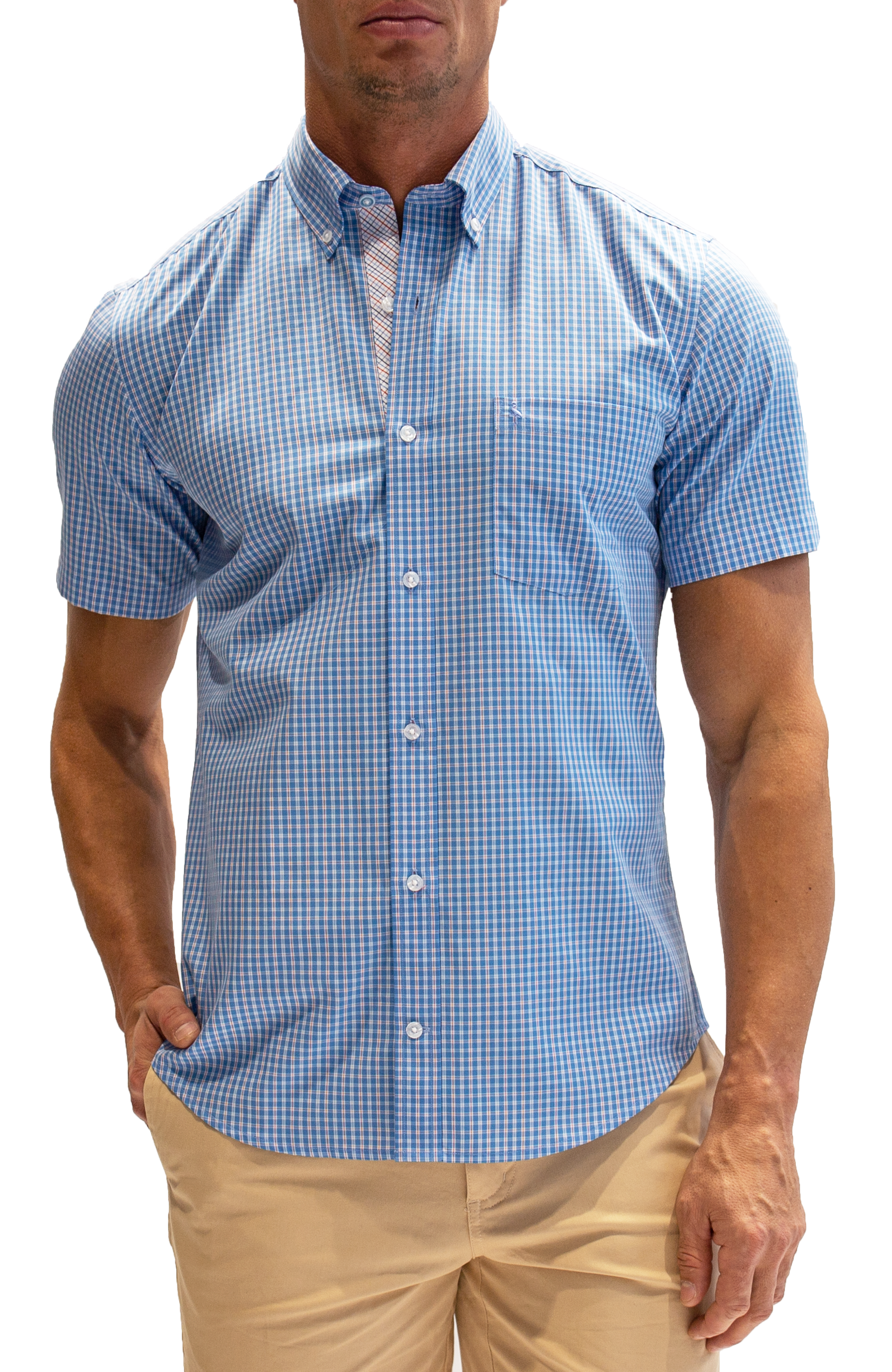 Blue Check Cotton Heritage Short Sleeve Shirt