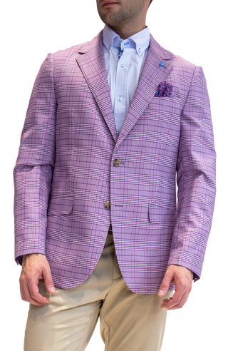 Purple Textured Plaid Sport Coat