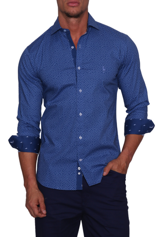 Geo Floral Long Sleeve Cotton Stretch Shirt